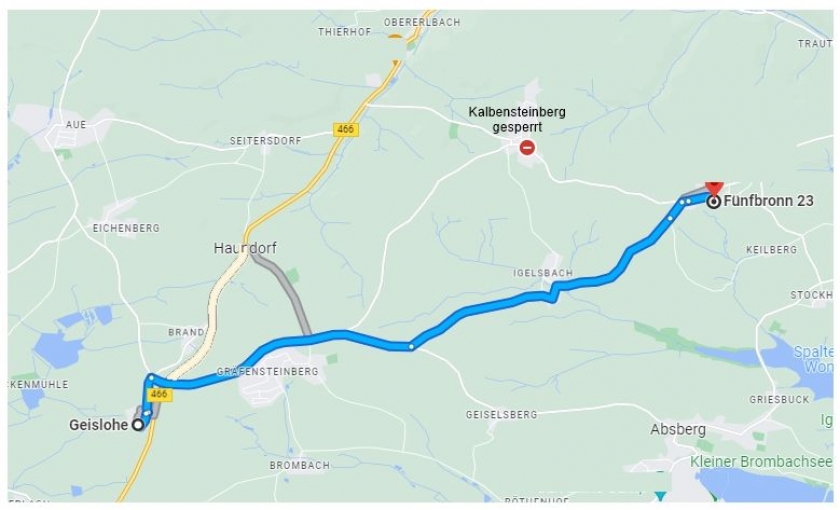 Umleitung Kalbensteinberg
